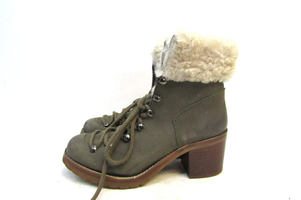 Steven By Steve Madden Womens Size 7.5 Olive Leather Lace Up Fashion Boots